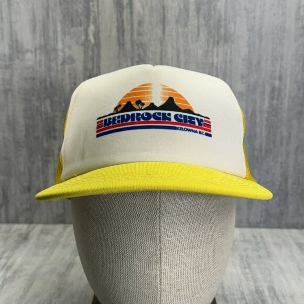 Kelowna BC Bedrock City Mesh Trucker SnapBack Vtg Hat Cap